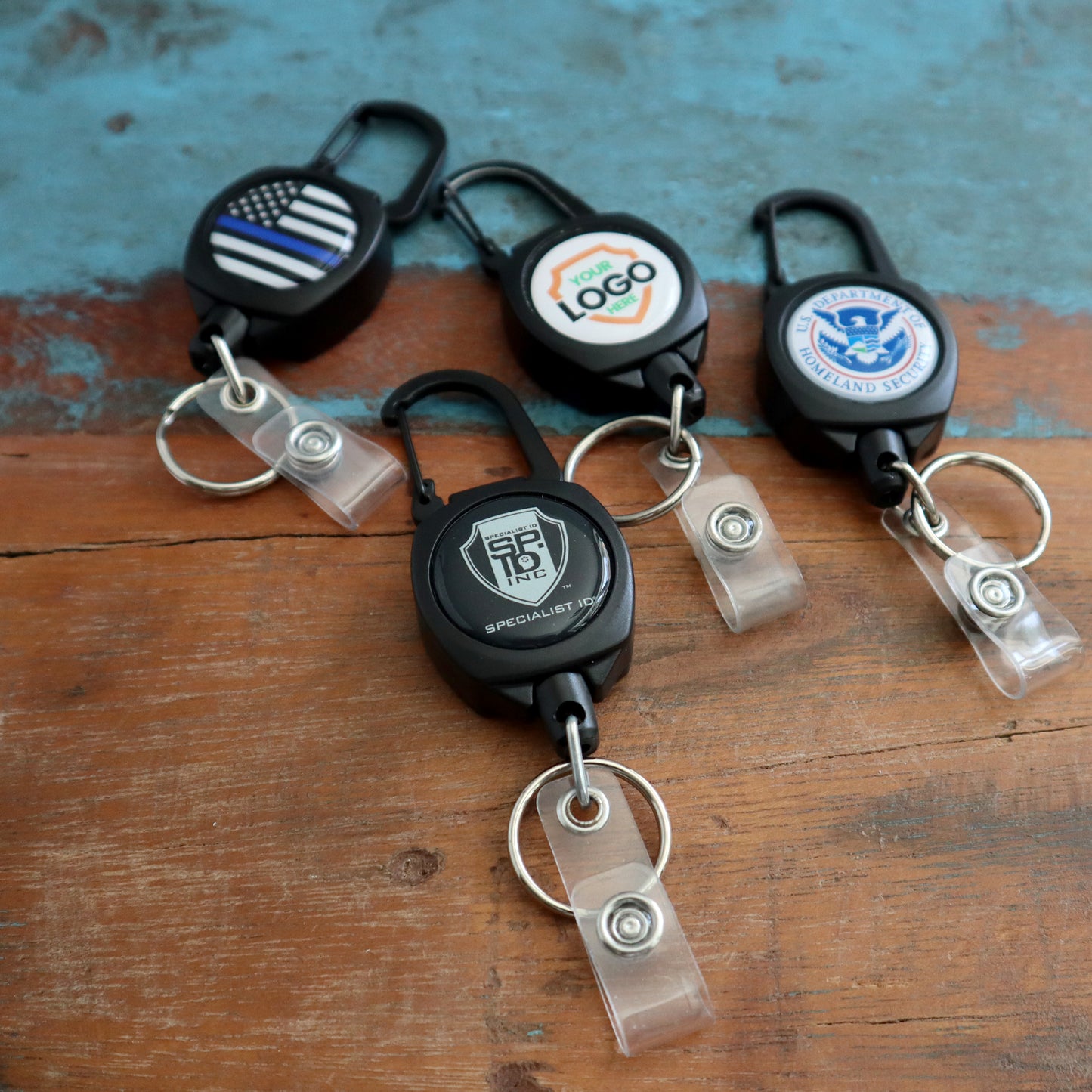 Custom Compact Key-Bak Retractable Carabiner ID Badge Reel with Key Ring and Your Logo