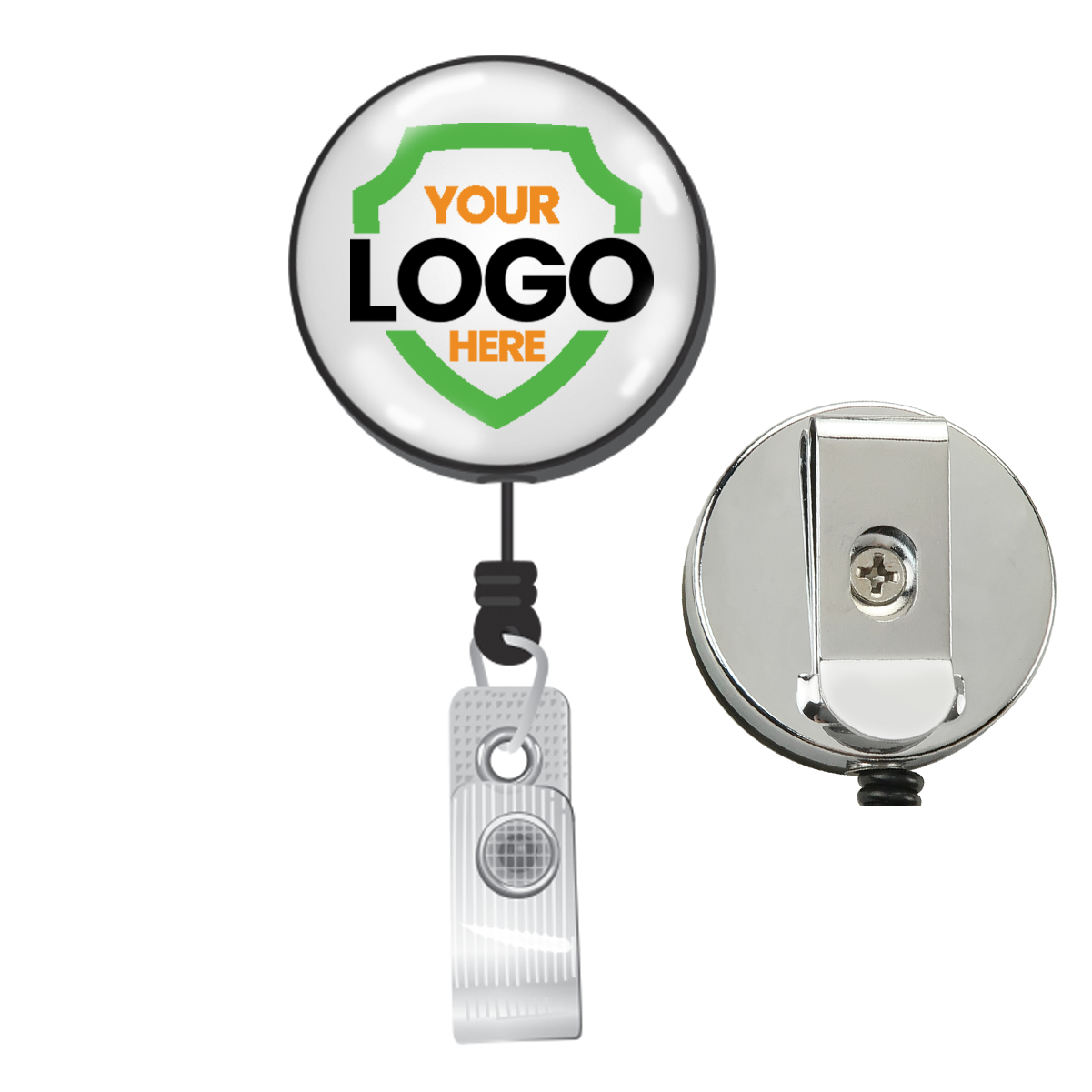 Custom Badge Reels - Heavy Duty Custom Printed Badge Reel with Belt Clip - Upload Your Logo