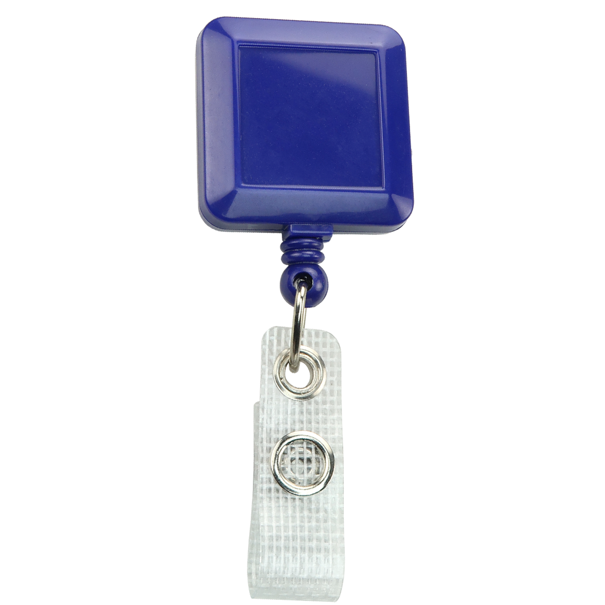 Royal blue square badge reel with reinforced vinyl strap, SPID-3080-ROYAL