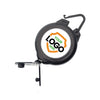 Customi Ski Pass and Sports Retractable Reel - Add Your Logo (2120-4001-Custom) with a hook attachment, featuring a circular area for a custom logo in the center. Perfect as a personalized design tool, the text on the logo area reads