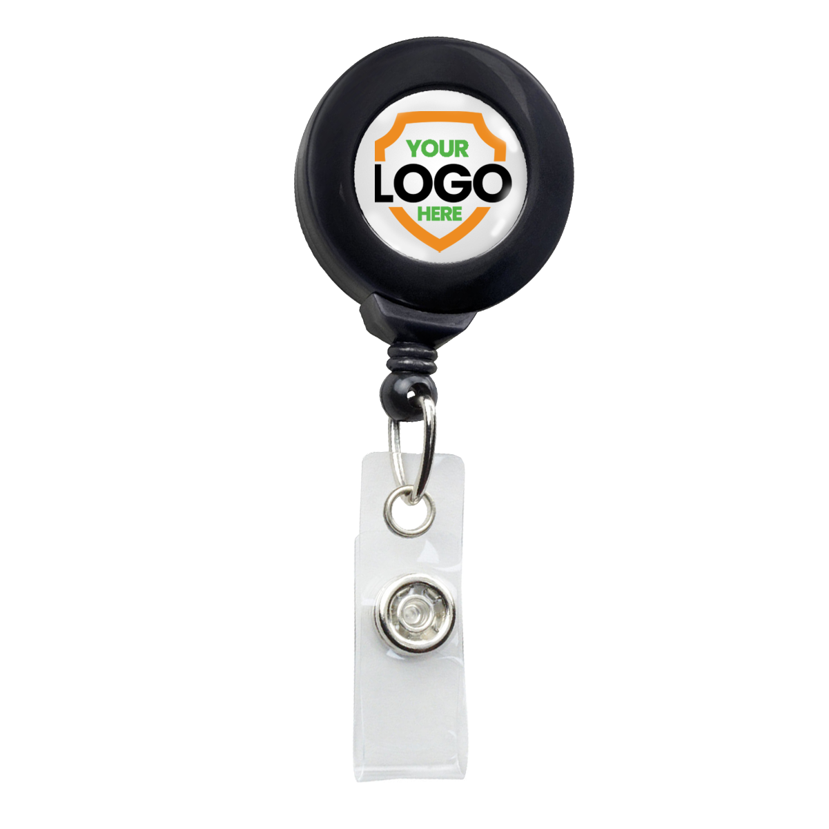 Black Custom Badge Reel with Swivel Spring Clip 