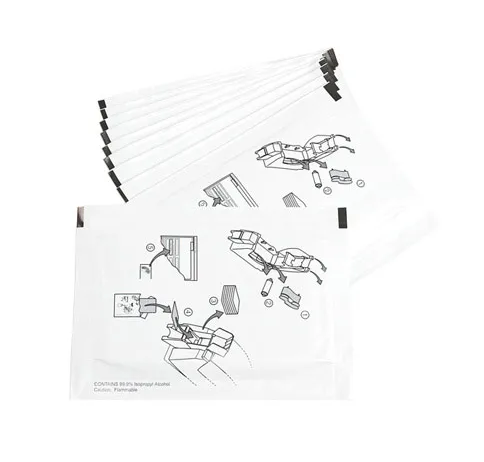 Stack of DATACARD 552141-002 Cleaning Cards - 10 cleaning cards featuring illustrated instructions for printer maintenance, compatible with Datacard SP series printers.