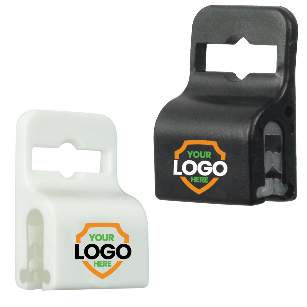 Custom half-card badge holder with printed artwork