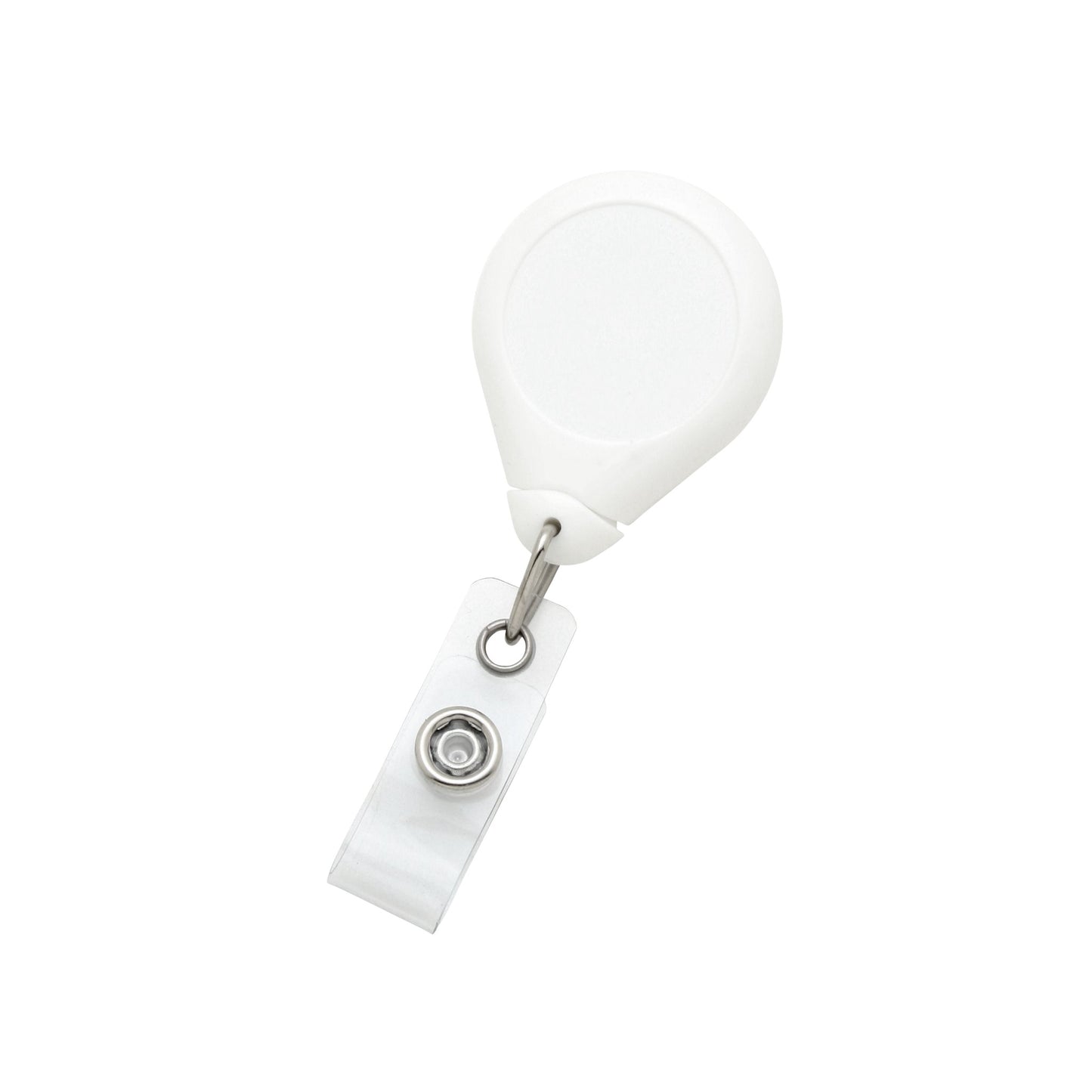 White No Twist Badge Reel with Swivel Spring Clip - Teardrop Shape (609-I-WHT)