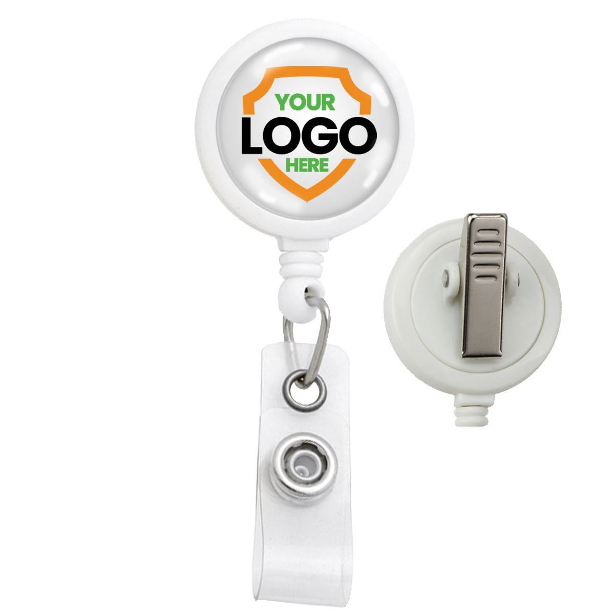 Custom Max Label Badge Reel with 1 Inch Smooth Face and Swivel Spring Clip - Personalize with Your Logo