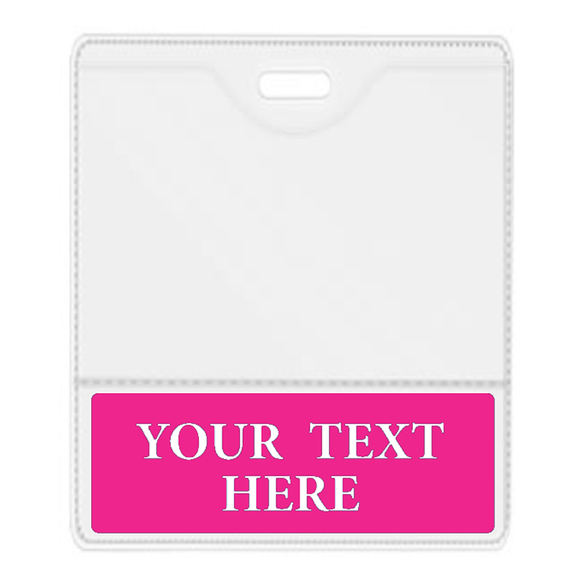 Custom Printed BadgeBottom ® Horizontal with Hot Pink Border - 2 in 1 Badge Holder Sleeve for I'd Badge and Badge Buddy - Double Side Printed Title Tag