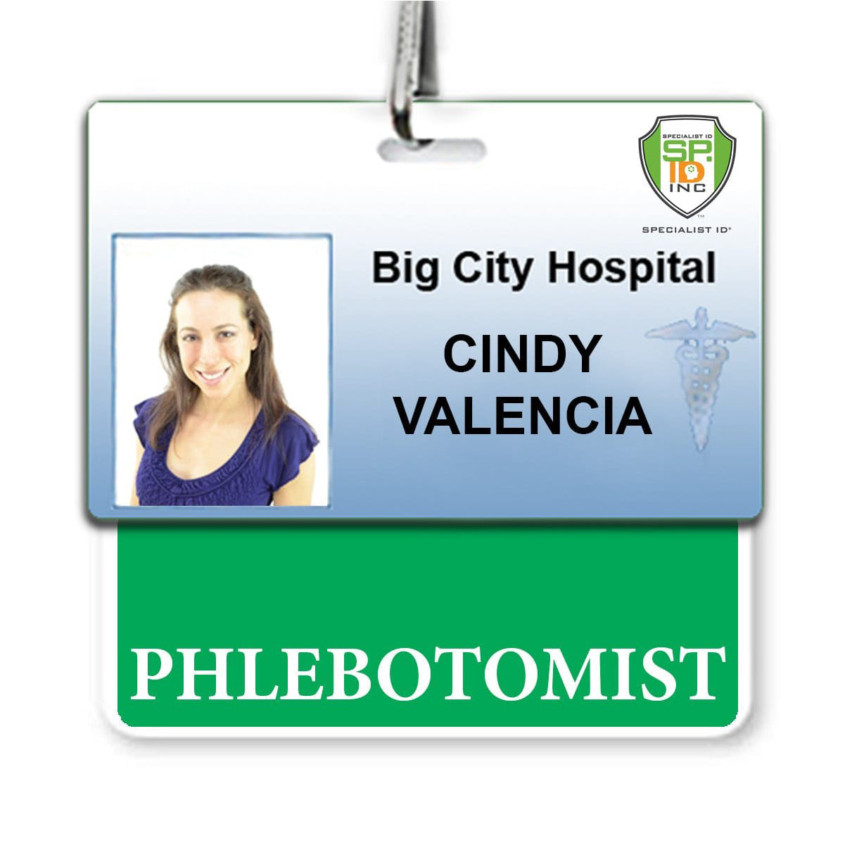 Badge Buddy Phlebotomist Horizontal with Green Border for Phlebotomists