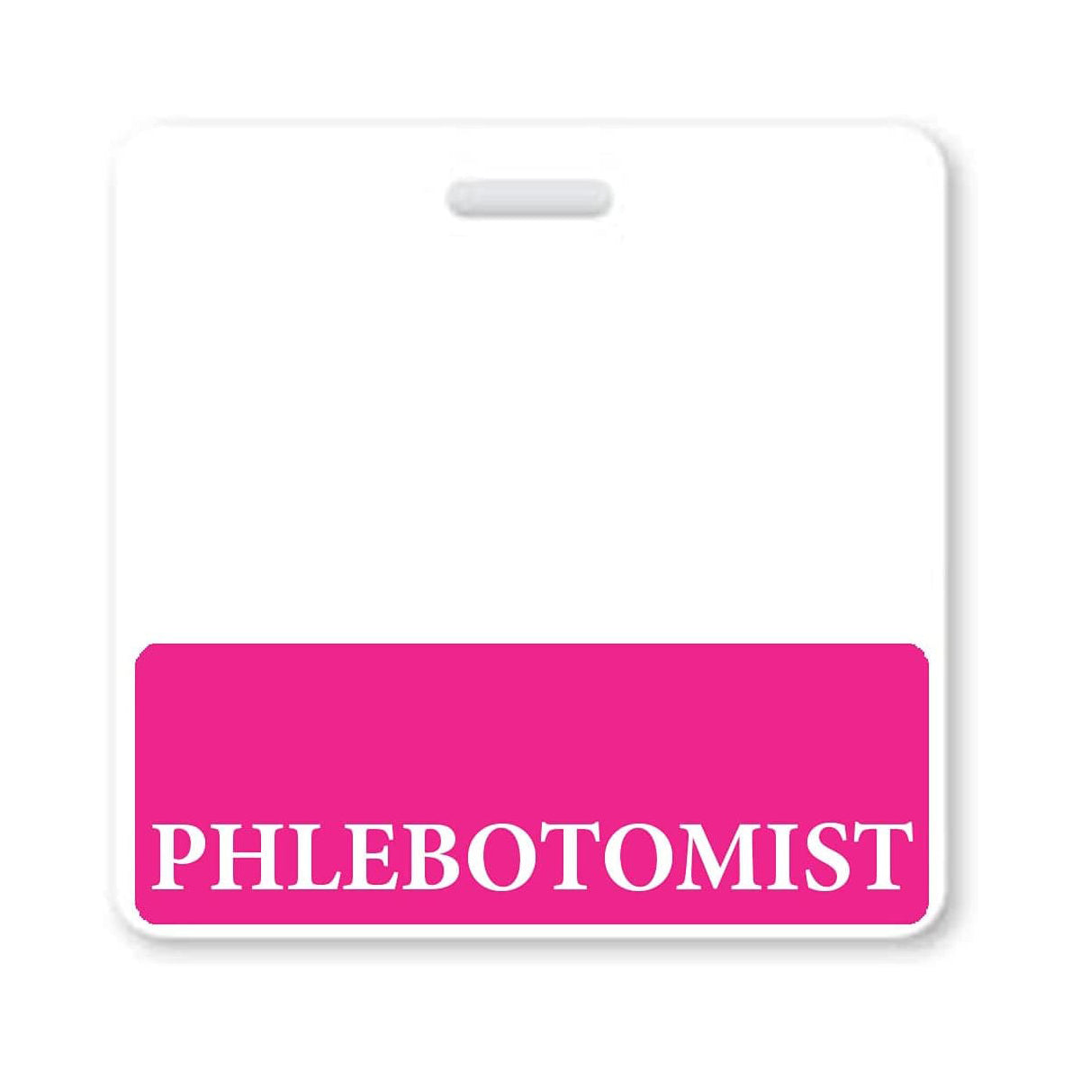Badge Buddy Phlebotomist Horizontal with Pink Border for Phlebotomists