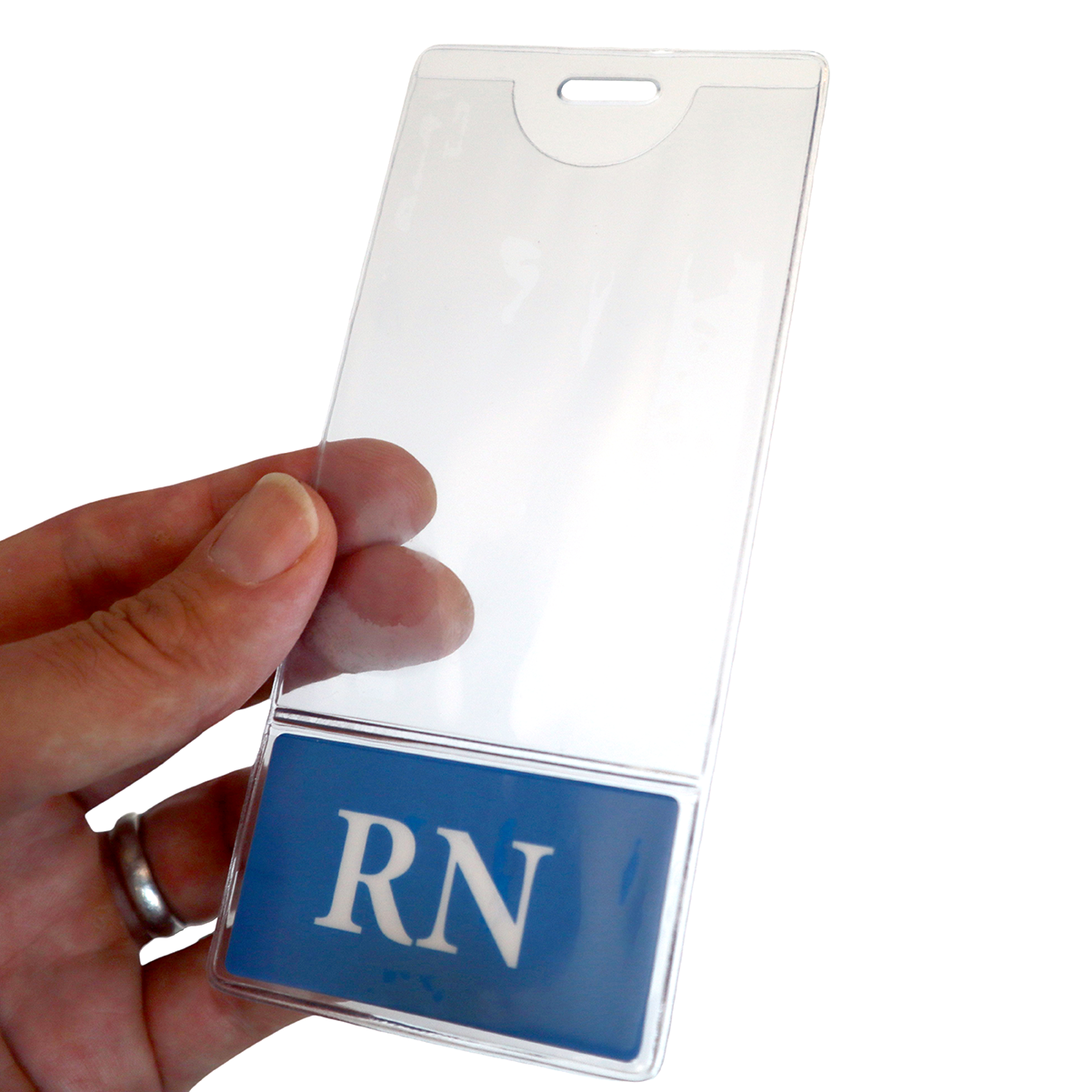 RN Registered Nurse BadgeBottom Badge Holder - Vertical ID Badge Sleeve with Role Identifier - Blue RN Registered Nurse BadgeBottom Badge Holder - Vertical ID Badge Sleeve with Role Identifier - Blue