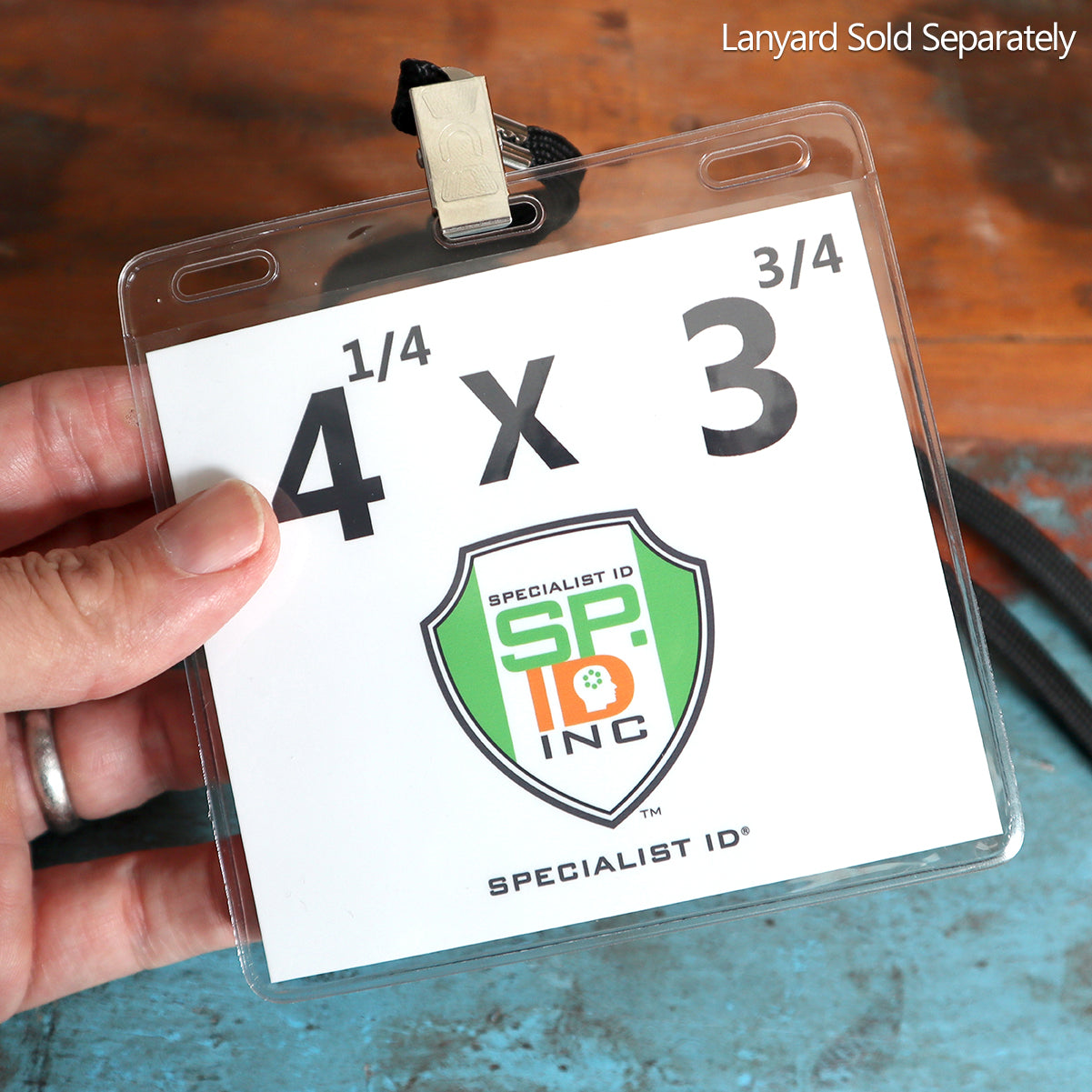 4x3 Badge Holder with Extra Room (4 1/4 X 3 3/4) For Laminated or Larger Credentials - Clear Vinyl Horizontal Event Badge Holder (1840-1618)