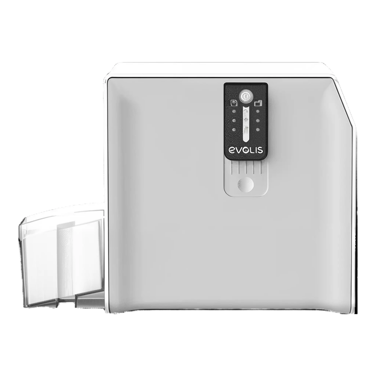 Evolis S10212 Card Lamination Module for Primacy 2 and Agilia ID Card Printer, displayed with a stack of cards, in a white color.