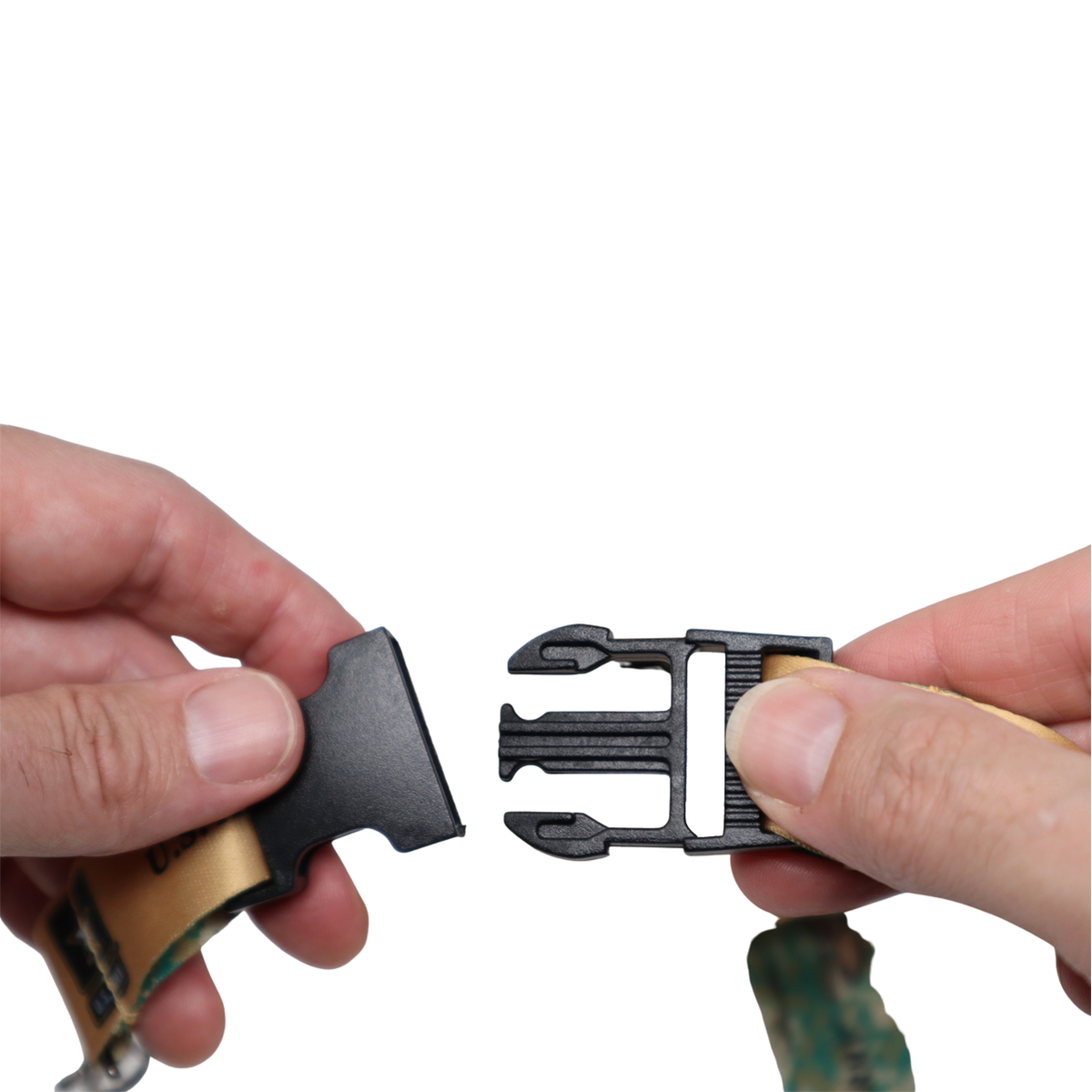 Detachable quick-release buckle on SPID-2030 military breakaway lanyard.