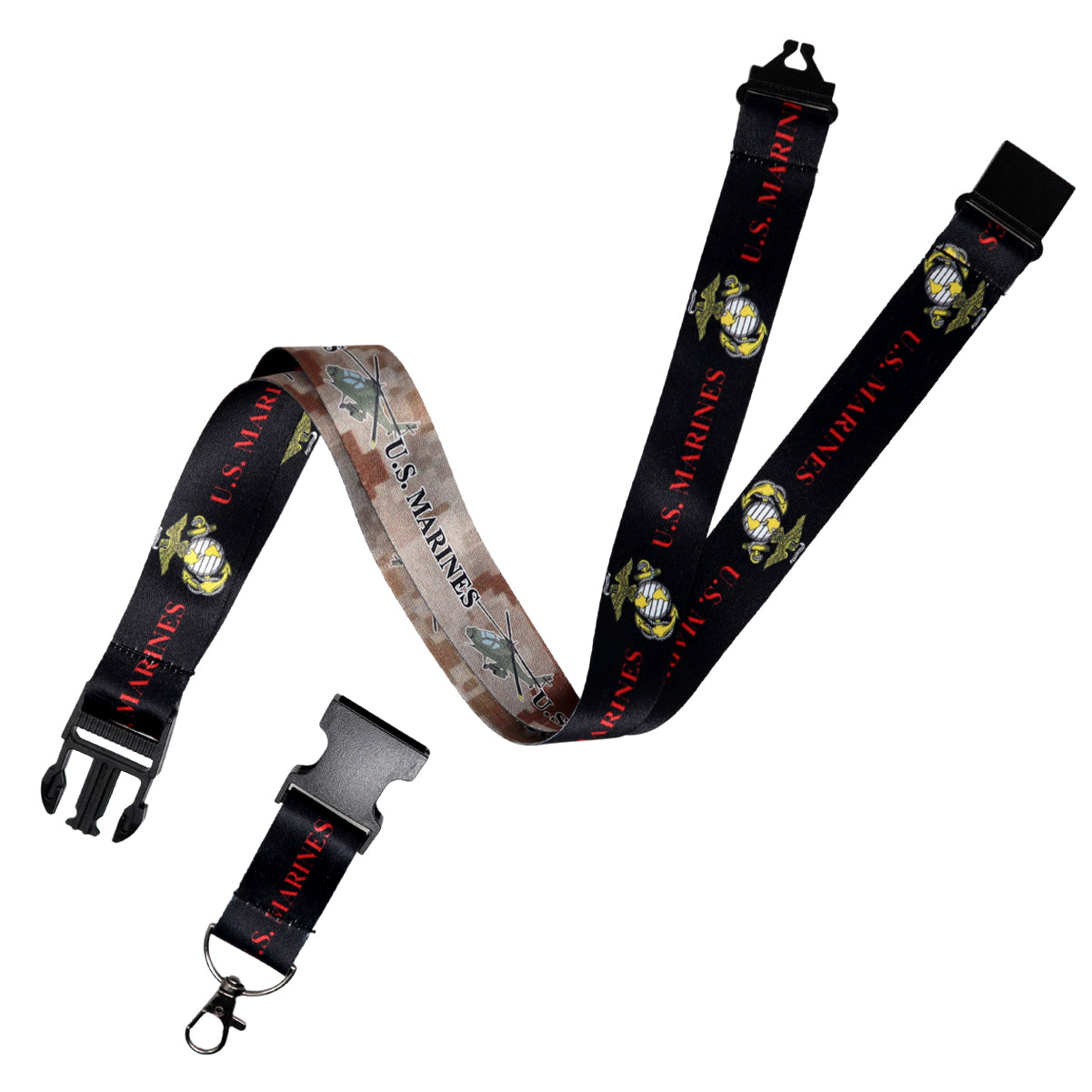 US Marines Lanyard Reversible Military Design Lanyards with Breakaway and Detachable Buckle Keychain