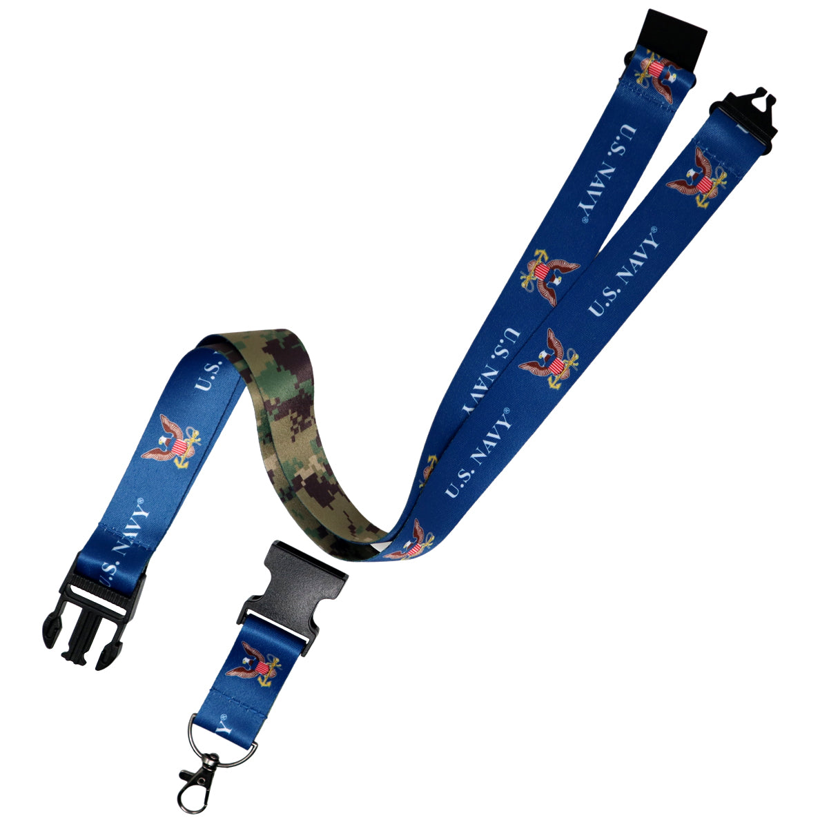 US Navy Lanyard Reversible Military Design Lanyards with Breakaway and Detachable Buckle Keychain