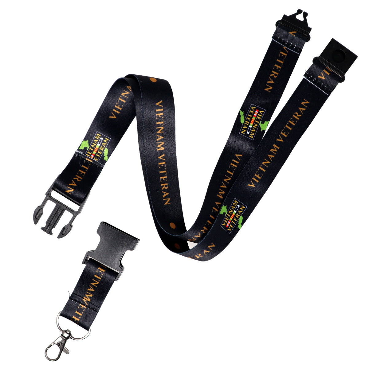 Vietnam Veteran Lanyard Reversible Military Design Lanyards with Breakaway and Detachable Buckle Keychain