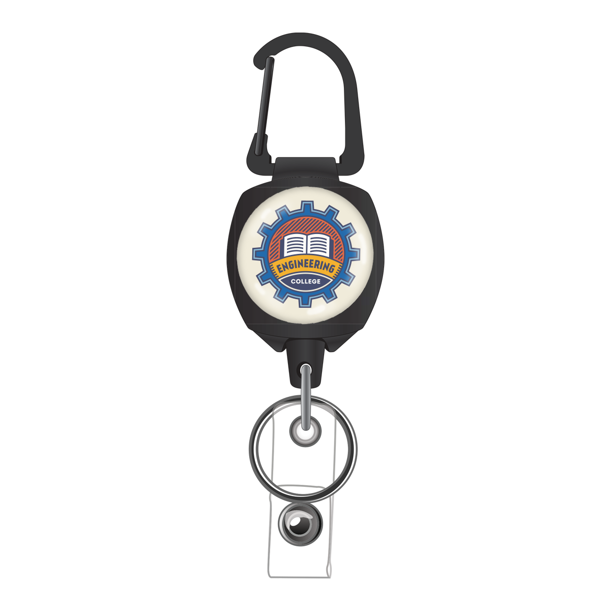 Custom Compact Key-Bak Retractable Carabiner ID Badge Reel with Key Ring and Your Logo