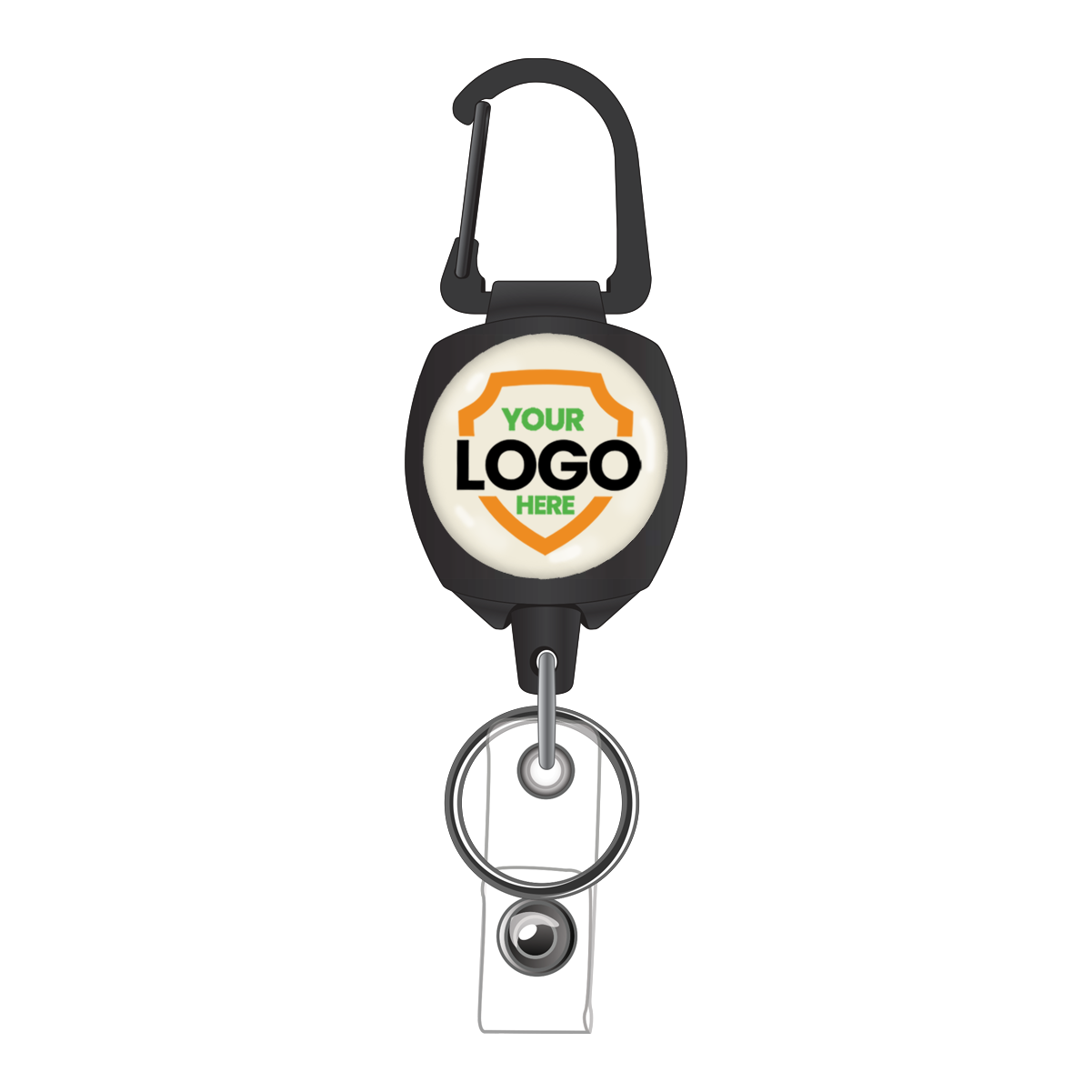 Custom Compact Key-Bak Retractable Carabiner ID Badge Reel with Key Ring and Your Logo