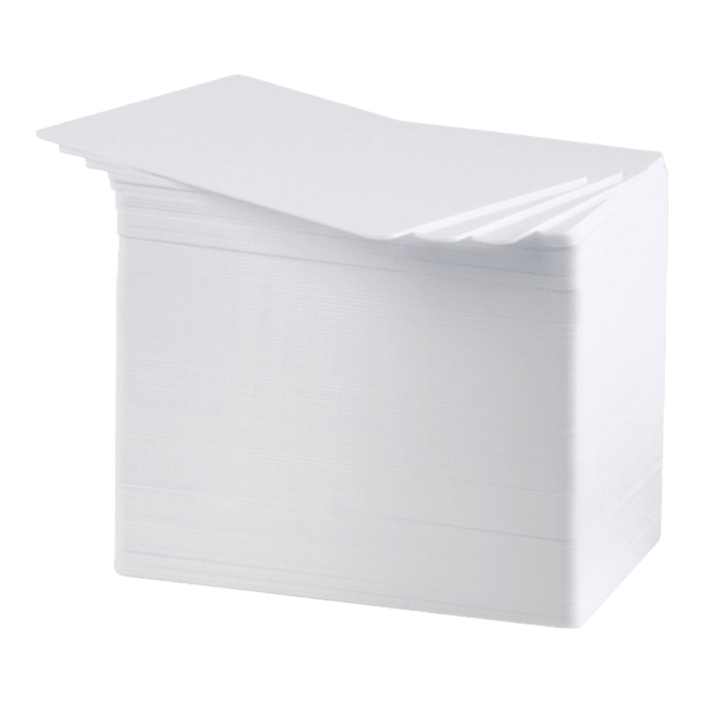 Stack of blank white HID FARGO UltraCard PVC cards