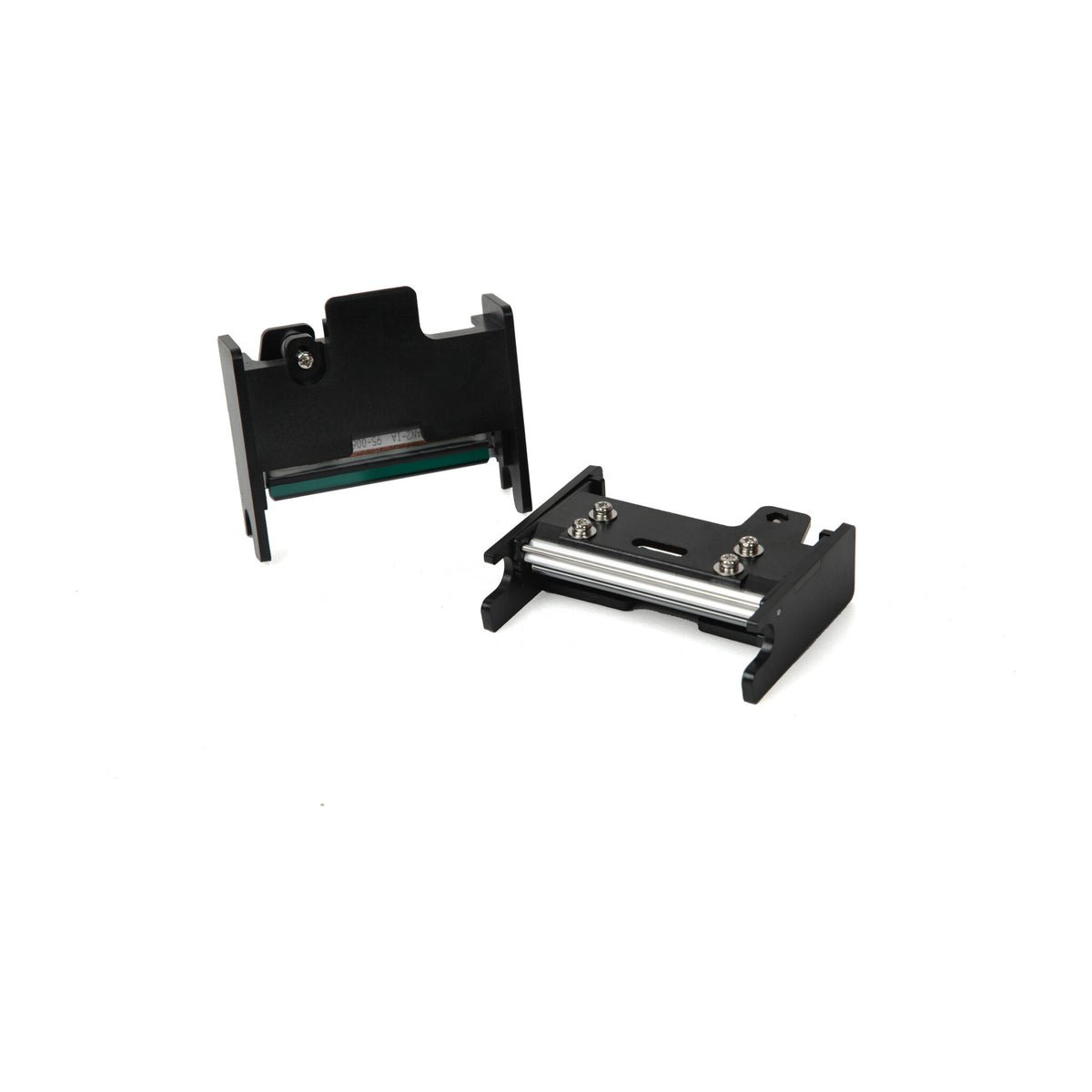 IDP thermal print head assembly in its black mount, shown in two parts