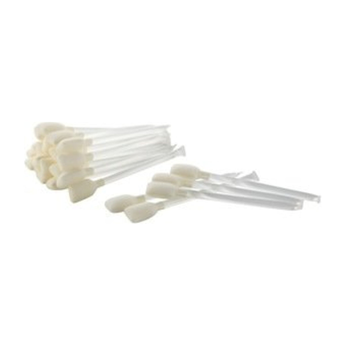 Pile of IDP presaturated cleaning swabs with white foam tips and clear handles