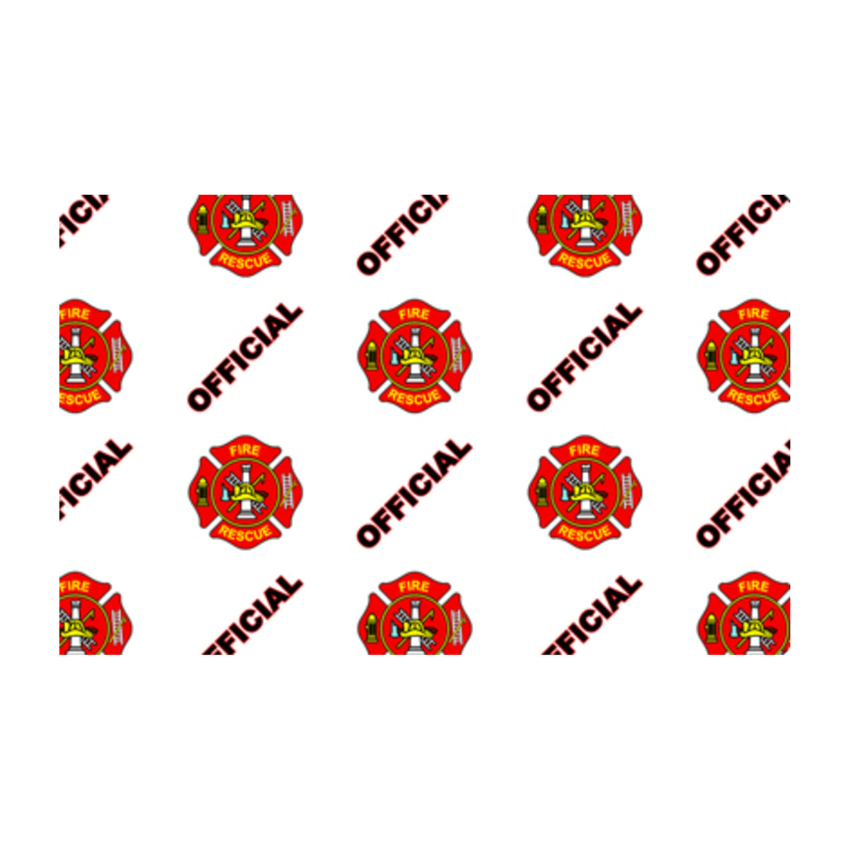 IDP Official Fire/Rescue hologram design: repeating red Fire Rescue emblems and the word OFFICIAL