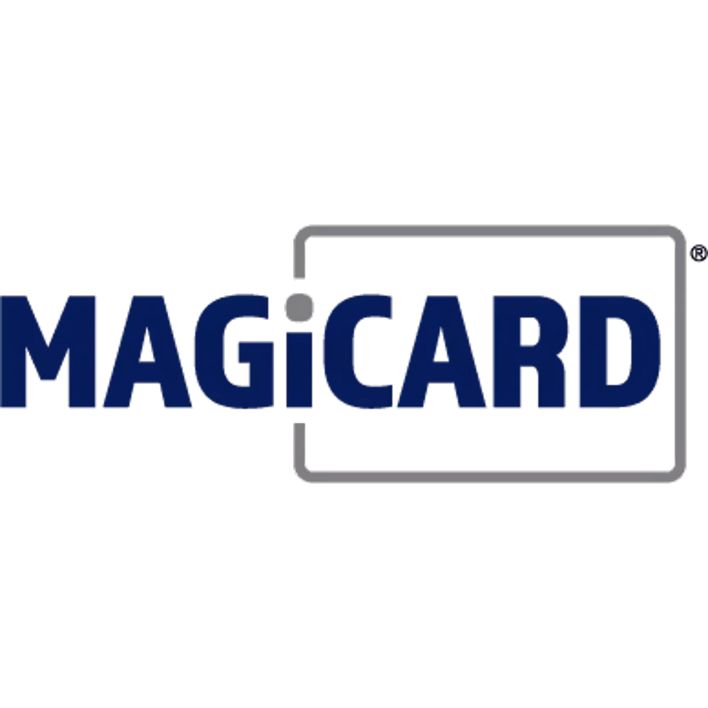 The logo showcases the term "MAGiCARD" in blue, partially framed by a grey rectangle.