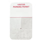 A 500 Pack - Temporary Expiring Hangtag "VISITOR PARKING PERMIT" (P/N 05139) with a white upper section displaying red text and a lower section with a dotted pattern, designed as an expiring hangtag for effective visitor management.