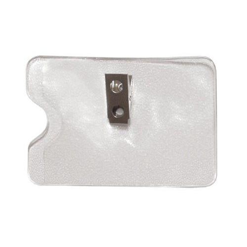 Clear Vinyl, Orange Peel Texture Horizontal Badge Holder W/ 2 Hole Clip  1810-1100 and more Clear Vinyl Holders With Clip at