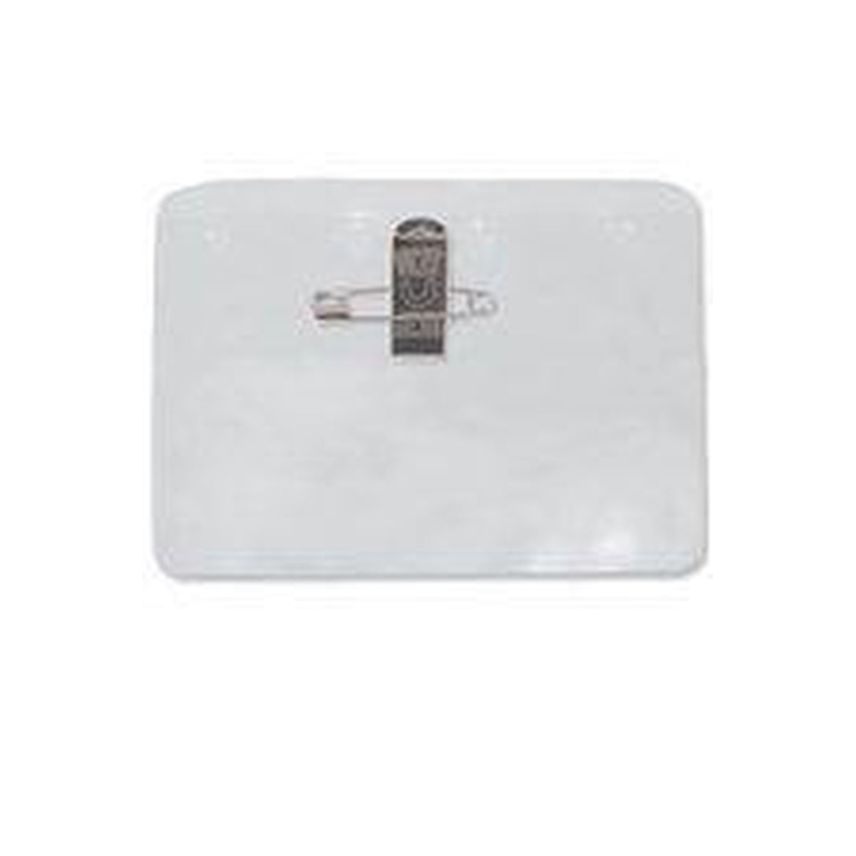 A clear vinyl horizontal holder, this Clear Vinyl Horizontal Holder W/Pin-Clip Combo Attachment Holes 1817-1000 features a metal clip on the back.