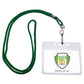 A Standard Horizontal Vinyl ID Badge Holder (1820-1000) with a clear plastic ID holder displays a credit card sized ID card featuring a green and yellow logo and the text "SPECIALIST ID INC.