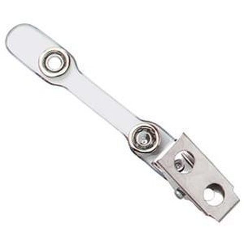 An image of a 2-Hole Strap Clip with Narrow Strap with a nickel-plated steel hinge plate and a bar featuring two holes for screws or bolts.