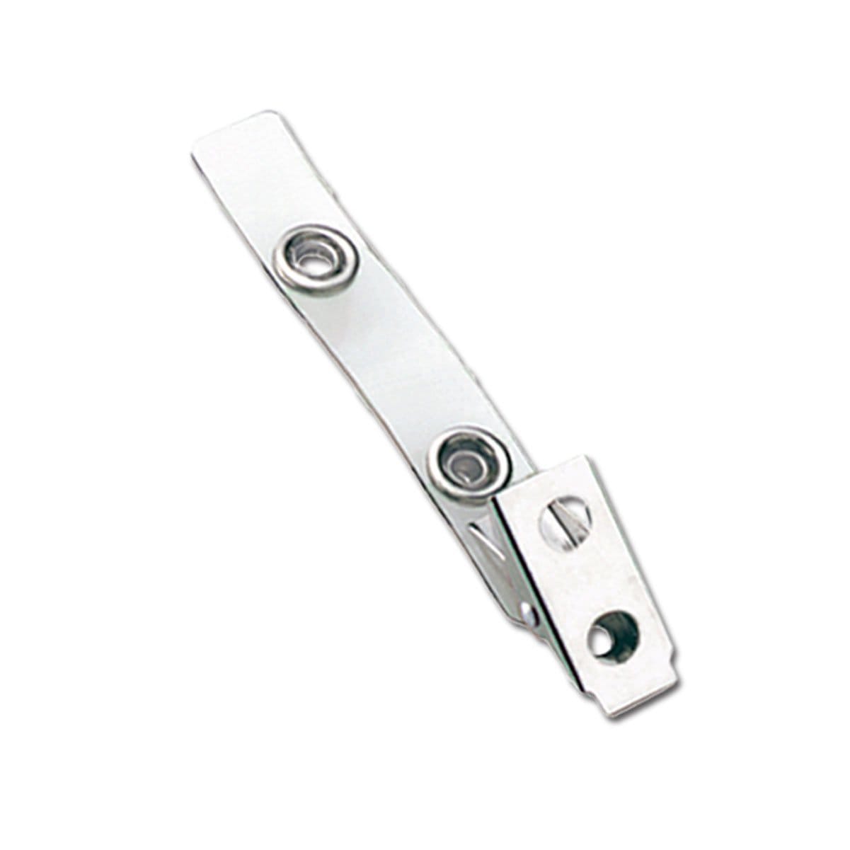 Close-up image of Eco-Friendly Vinyl Strap Clips: Phthalates-Free & Recyclable - 2105-2045 with two circular mounting holes.