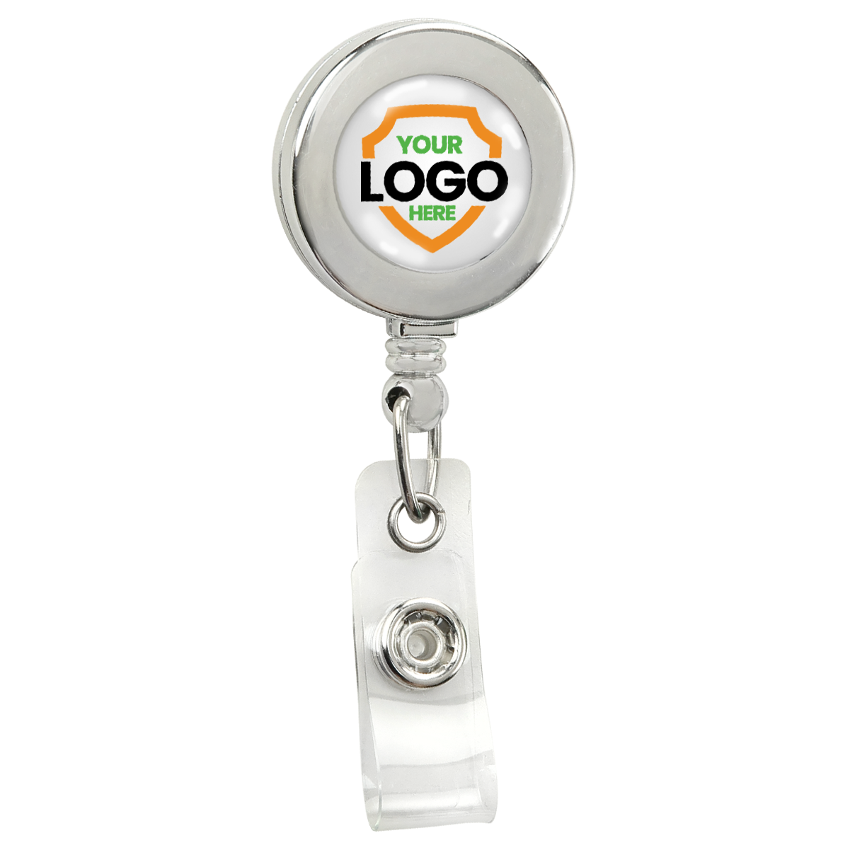 Silver or Gold Custom Printed Retractable Badge Reels With Belt Clip - Upload Your Logo