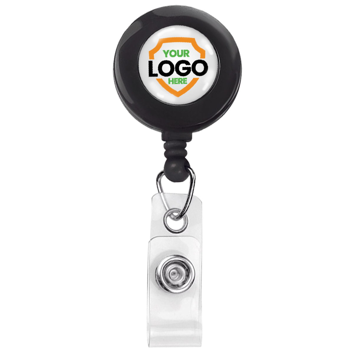 A Custom Printed Retractable Badge Reels With Belt Clip - Personalize with Your Brand Logo, finished with a transparent clip at the end, is perfect to promote brand awareness.