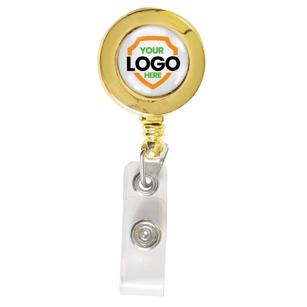 Silver or Gold Custom Printed Retractable Badge Reels With Belt Clip - Upload Your Logo