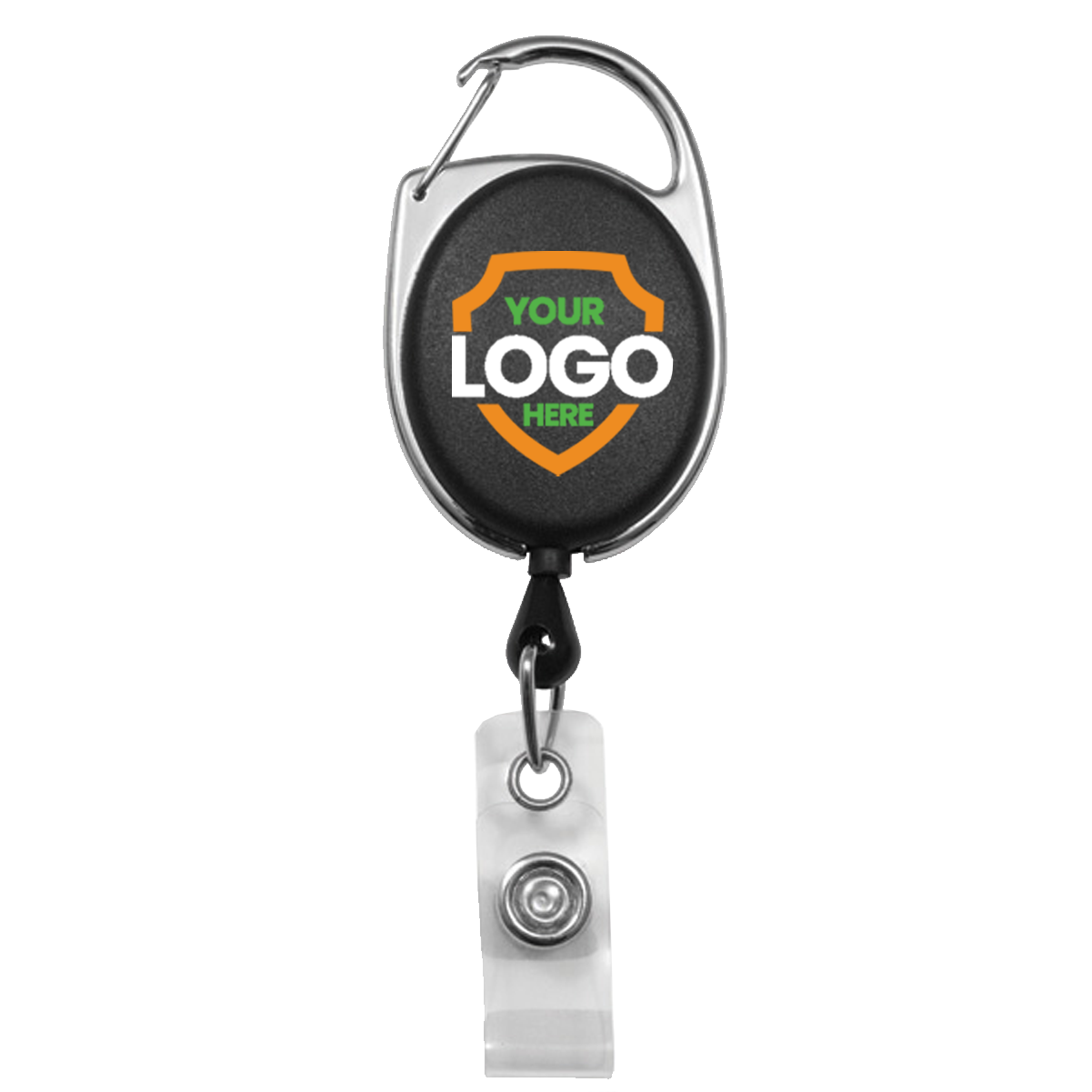 Custom Printed Oval Shaped Carabiner Badge Reels  - Online Designer - Add Personalized Logo or Graphic