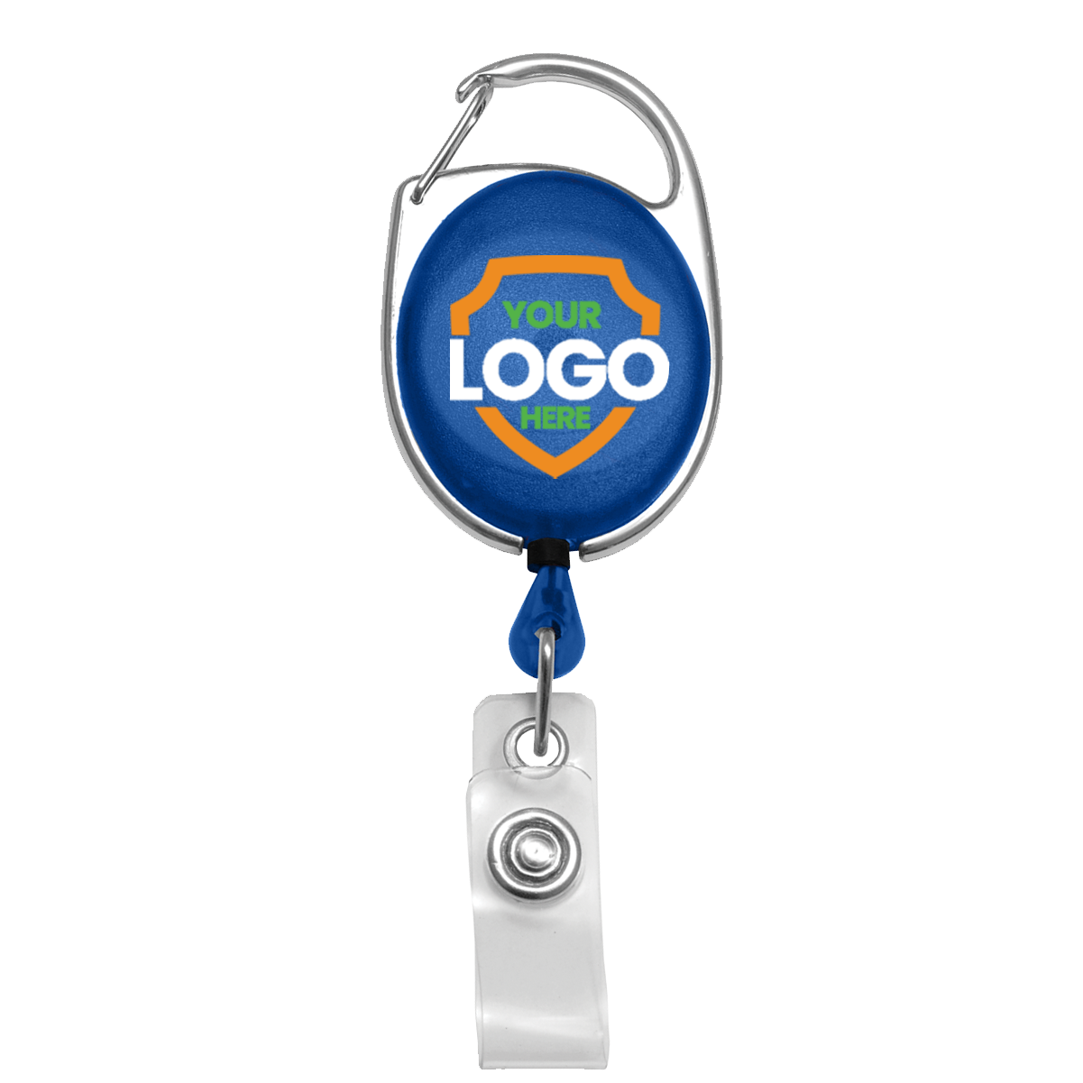 Custom Printed Oval Shaped Carabiner Badge Reels  - Online Designer - Add Personalized Logo or Graphic