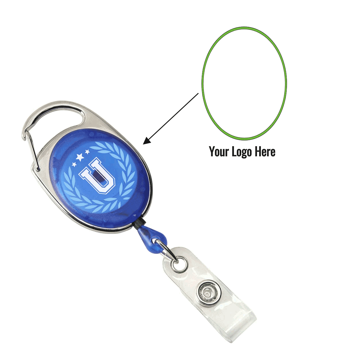Translucent Blue Custom Printed Carabiner Badge Reel  - Online Designer 2120-7052-Custom