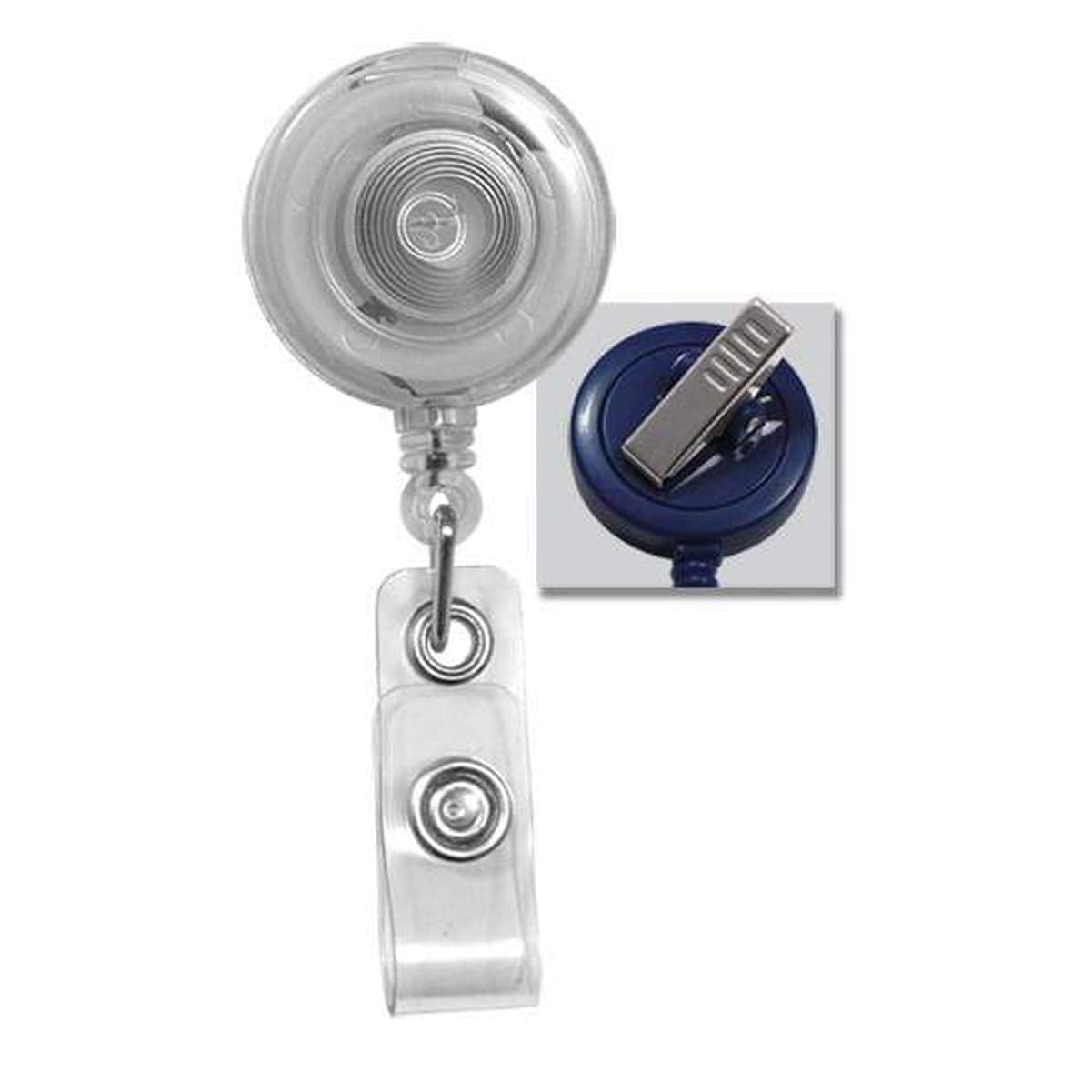 Green Badge Reel with Clear Vinyl Strap & Belt Clip