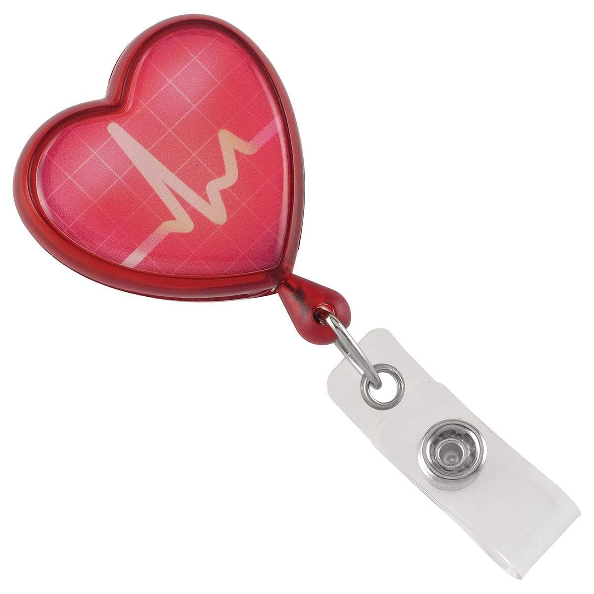 Heart Shaped EKG Themed Badge Reel with Swivel Spring Clip (P/N