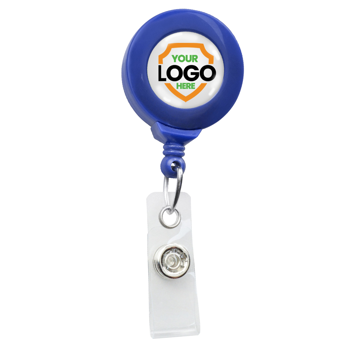 Royal Blue Custom Badge Reel with Swivel Spring Clip