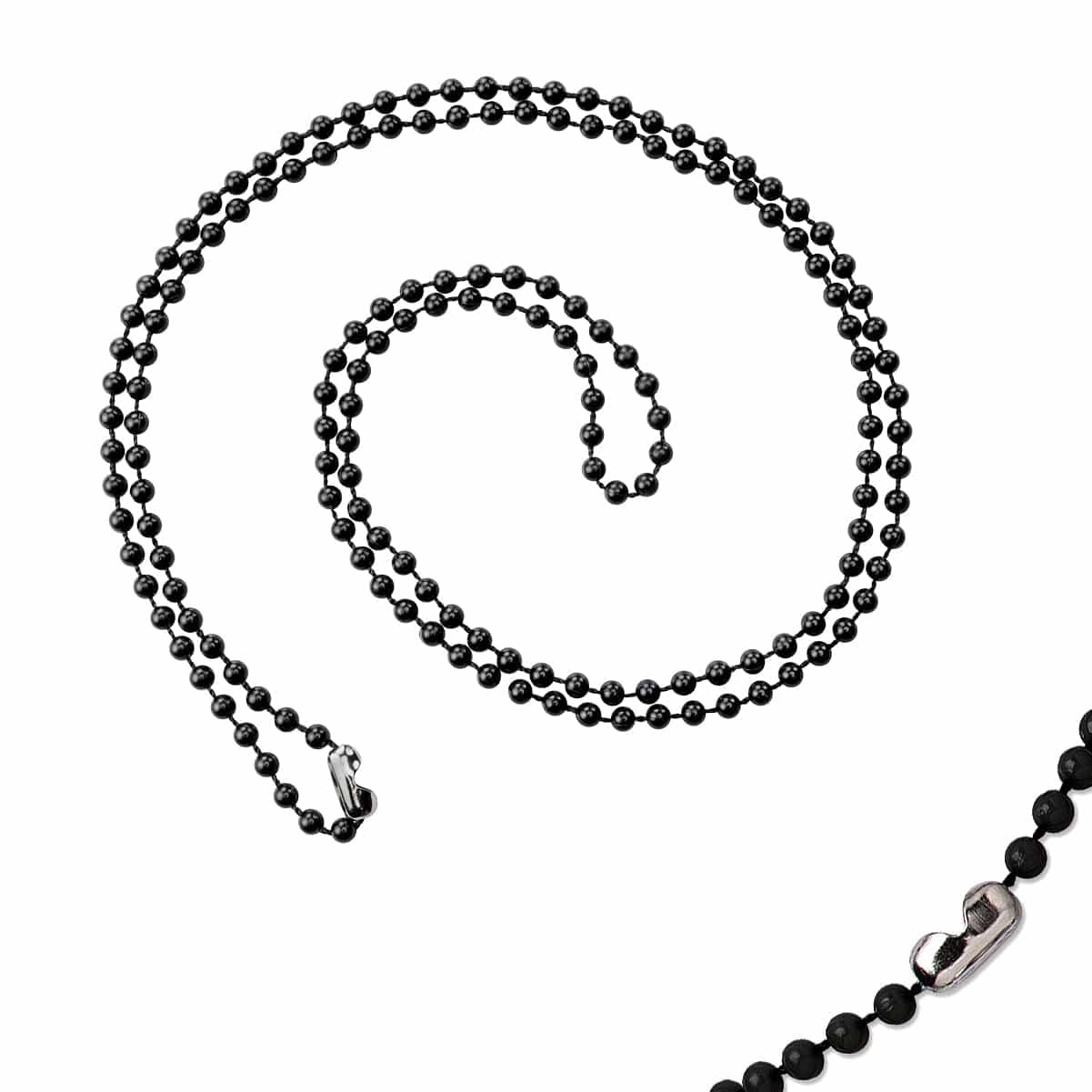 A Plastic Beaded Neck Chain Bead 2130-400X, coiled into a spiral shape with a metal connector clasp visible at both ends, perfect for craft or jewelry use.