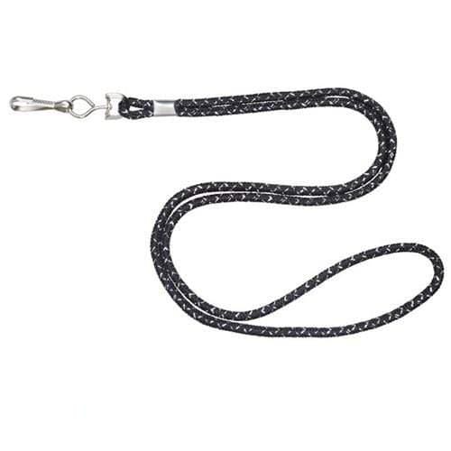 Black Silver Metallic Round Non-Breakaway Lanyard With Swivel Hook 2135-302X 2135-3021