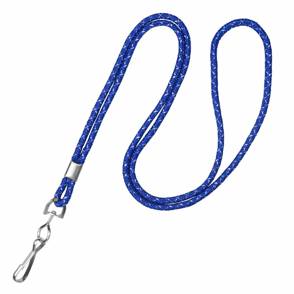 A Silver Metallic Round Non-Breakaway Lanyard With Swivel Hook - Economy Lanyards with Pizazz! 2135-302X perfect for holding a VIP pass.