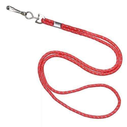 A Silver Metallic Round Non-Breakaway Lanyard With Swivel Hook - Economy Lanyards with Pizazz! 2135-302X is coiled in an S-shape.