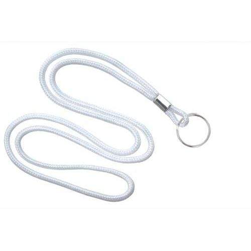 White Round Lanyard w Steel Key / Split Ring (P/N 2135-310X) 2135-3108