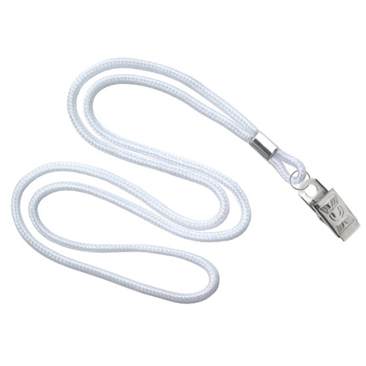 White Round Non Breakaway Lanyard With Bulldog Clip (P/N 2135-325X) 2135-3258