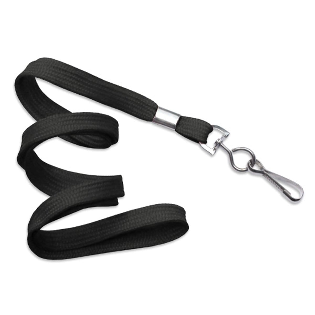 Black Flat Braid Woven Non-Breakaway Lanyard With a Steel Swivel Hook (P/N 2135-350X) 2135-3501