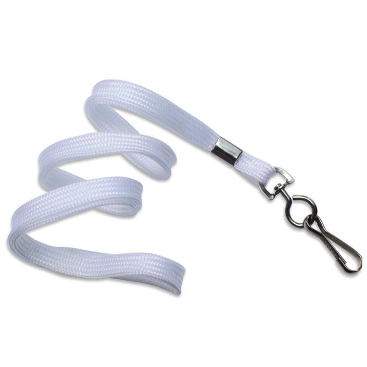 White Flat Braid Woven Non-Breakaway Lanyard With a Steel Swivel Hook (P/N 2135-350X) 2135-3508