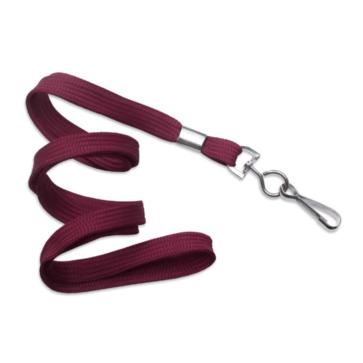 Maroon Flat Braid Woven Non-Breakaway Lanyard With a Steel Swivel Hook (P/N 2135-350X) 2135-3517